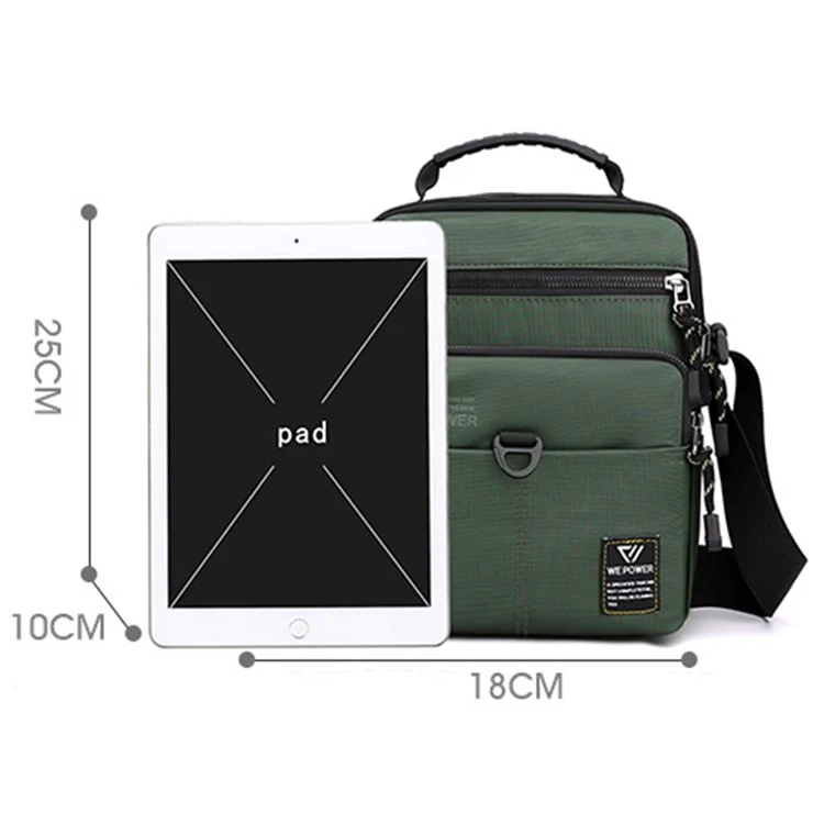 Bolso bandolera para hombres WEPOWER 5801, bolso de hombro para negocio, bolso de viaje de nailon - Verde