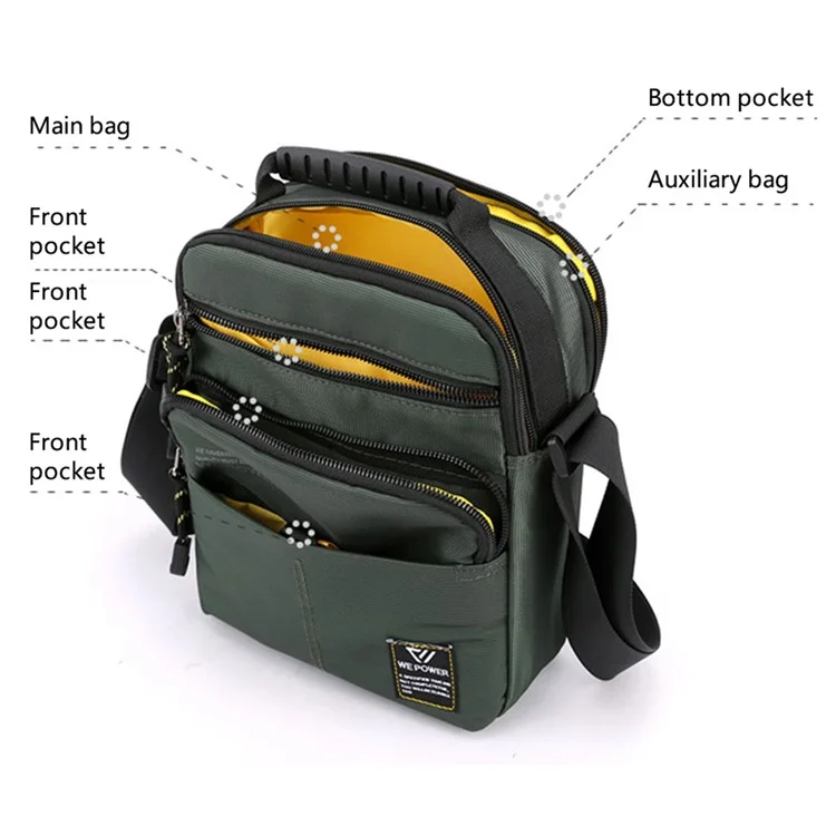 Bolso bandolera para hombres WEPOWER 5801, bolso de hombro para negocio, bolso de viaje de nailon - Verde