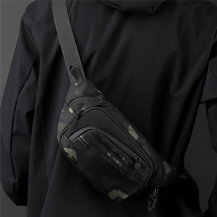 WEPOWER 2123 Men's Nylon Cloth Crossbody Sling Shoulder Bag Waist Pack Pouch for Travel, Hiking - Camouflage