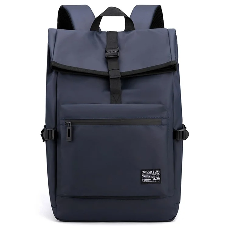 TOUGH SLHS 810 Nylon Leather-coating Cloth Backpack Travel Shoulders Bag Large Laptop Pouch Daypack - Dark Blue