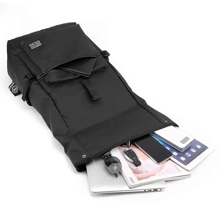 TOUGH SLHS 810 Nylon Leather-coating Cloth Backpack Travel Shoulders Bag Large Laptop Pouch Daypack - Dark Blue