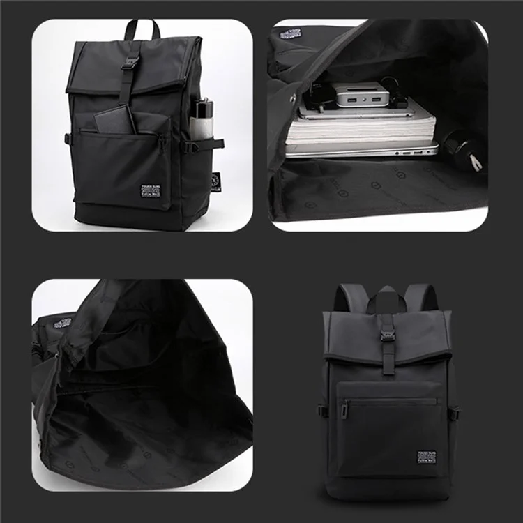 TOUGH SLHS 810 Nylon Leather-coating Cloth Backpack Travel Shoulders Bag Large Laptop Pouch Daypack - Dark Blue