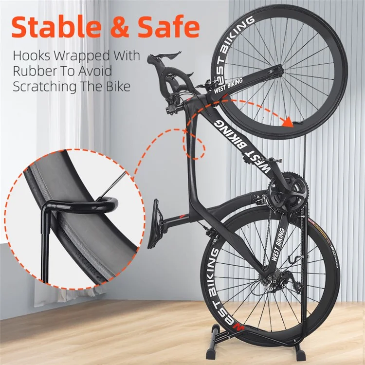 WEST BIKING YP0723017 2-In- 1 Bike Supported Hanger L-shaped Vertical Bicycles Parking Mount Holder Packing Rack