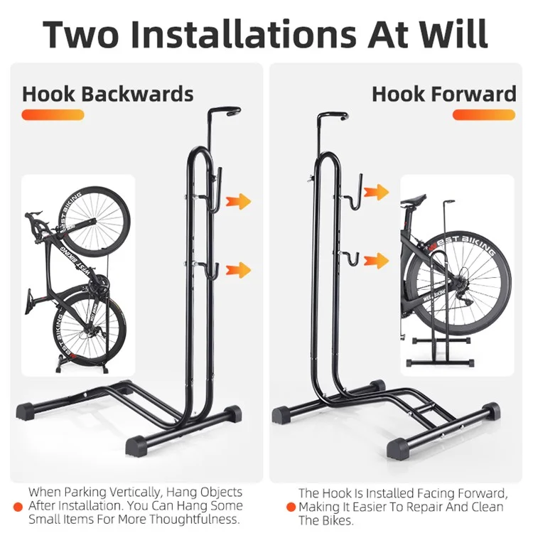 WEST BIKING YP0723017 2-In- 1 Bike Supported Hanger L-shaped Vertical Bicycles Parking Mount Holder Packing Rack