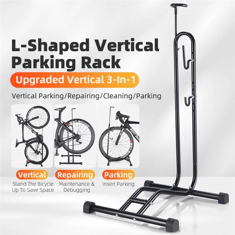 WEST BIKING YP0723017 3 In 1 Bicycles Mount Bike Supported Hanger L-shaped Vertical Parking Holder Packing Rack