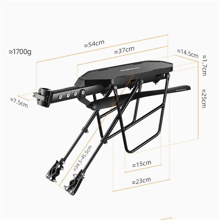 ROCKBROS Fahrrad-Gepäckträger Aluminiumlegierung Regal MTB Fahrrad-Sattelstützen-Tasche mit Schutzblech - Standard-Regal 