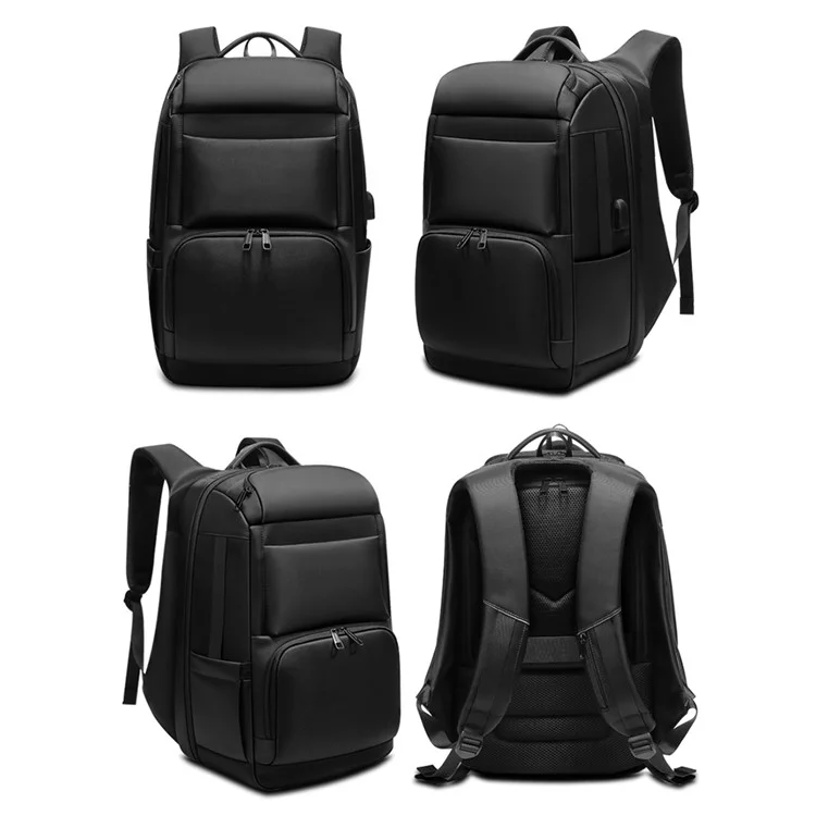 EURCOOL EC-0007 Laptop Backpack Nylon + Polyester Travel Shoulders Bag with External USB Port - Black