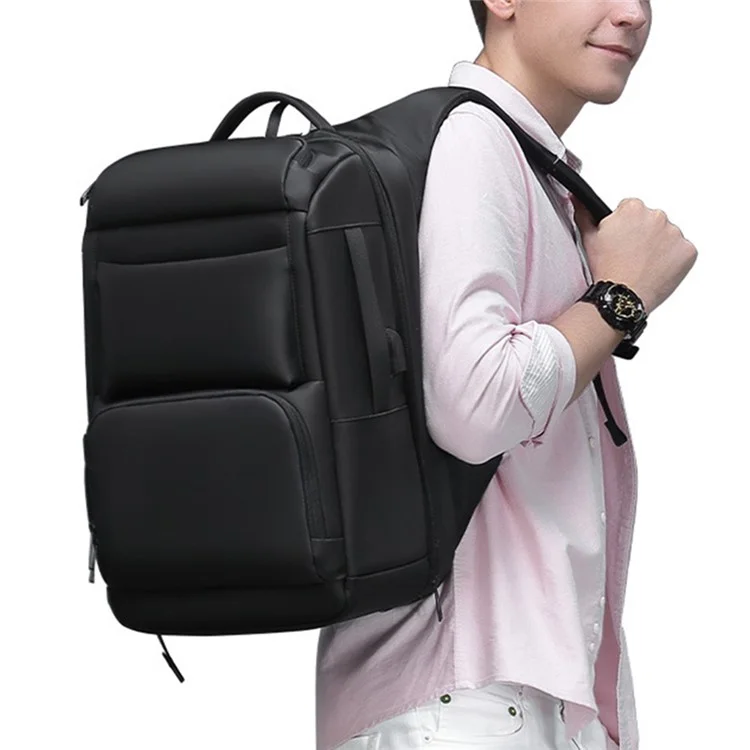 EURCOOL EC-0007 Laptop Backpack Nylon + Polyester Travel Shoulders Bag with External USB Port - Black