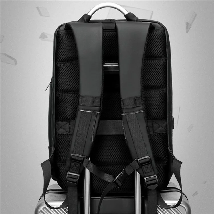 EURCOOL 1877 Zaino da Viaggio per Laptop in PVC e Poliestere con Porta USB Esterna - Nero