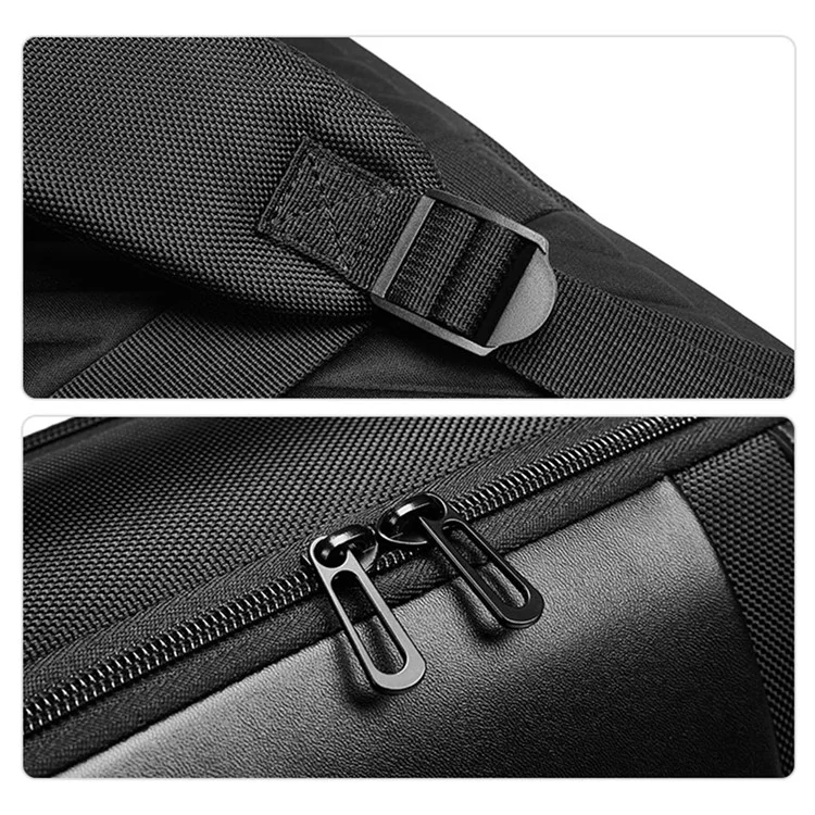 EURCOOL 8811 USB Design Dual Shoulders Bag Oxford Cloth + Polyester Laptop Backpack Travel Daypack - Black