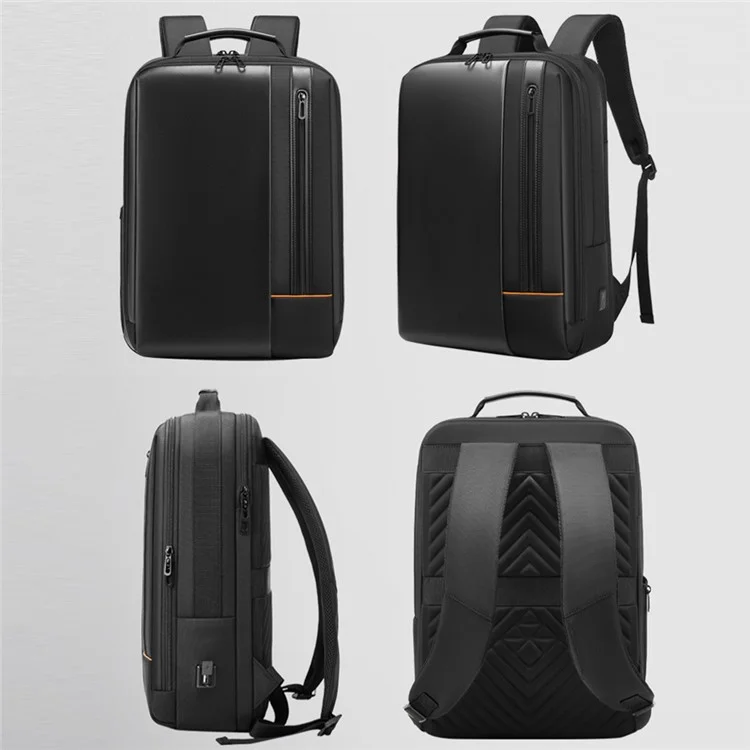 EURCOOL 8811 USB Design Dual Shoulders Bag Oxford Cloth + Polyester Laptop Backpack Travel Daypack - Black