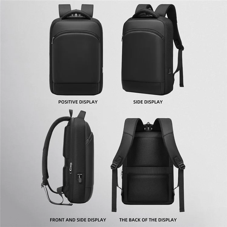 EURCOOL EC-6605 Mochila Ultrafina de 900D Fabric Men Dual Shoulder Laptop Bag com Porta USB