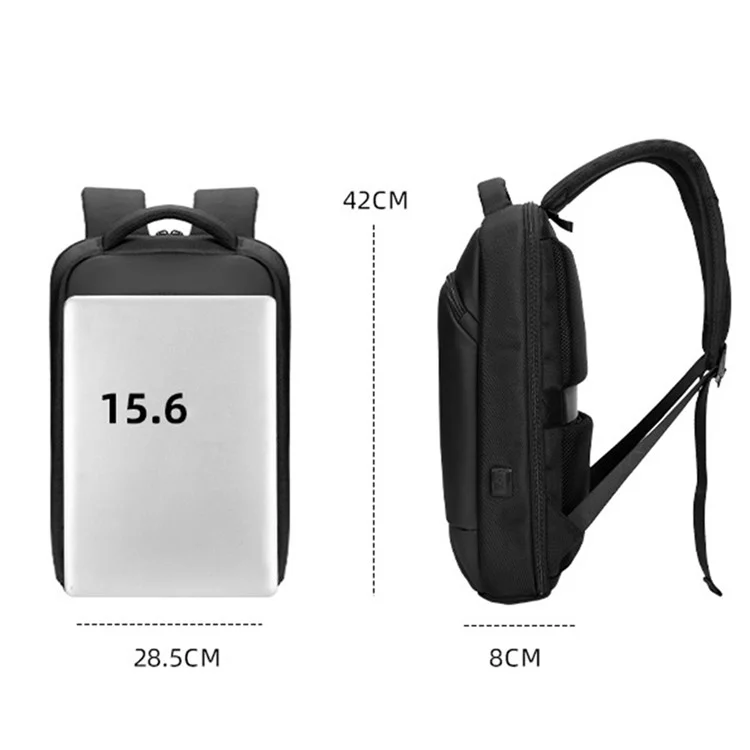 EURCOOL EC-6605 Mochila Ultrafina de 900D Fabric Men Dual Shoulder Laptop Bag com Porta USB