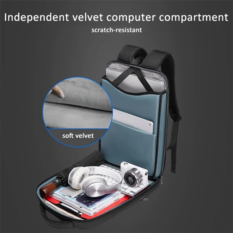 EURCOOL EC-6605 Mochila Ultrafina de 900D Fabric Men Dual Shoulder Laptop Bag com Porta USB