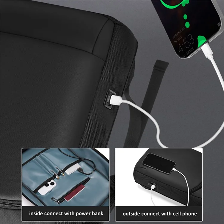 EURCOOL EC-6605 Mochila Ultrafina de 900D Fabric Men Dual Shoulder Laptop Bag com Porta USB