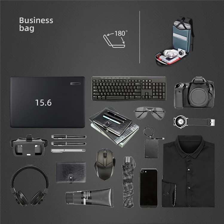 EURCOOL EC-6605 Mochila Ultrafina de 900D Fabric Men Dual Shoulder Laptop Bag com Porta USB
