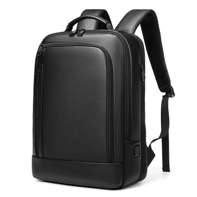 EURCOOL 8808 Primeira Camada de Couro de Vaca Mochila de Negócios Masculina Laptop Bag Dupla Bolsa de Ombro Daypack