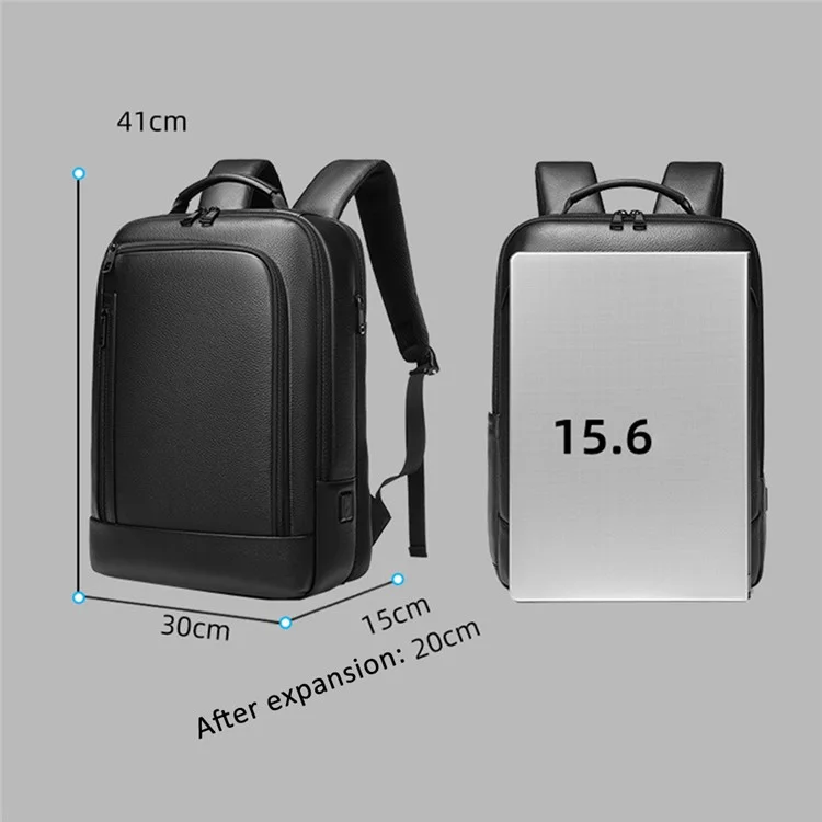 EURCOOL 8808 Primeira Camada de Couro de Vaca Mochila de Negócios Masculina Laptop Bag Dupla Bolsa de Ombro Daypack