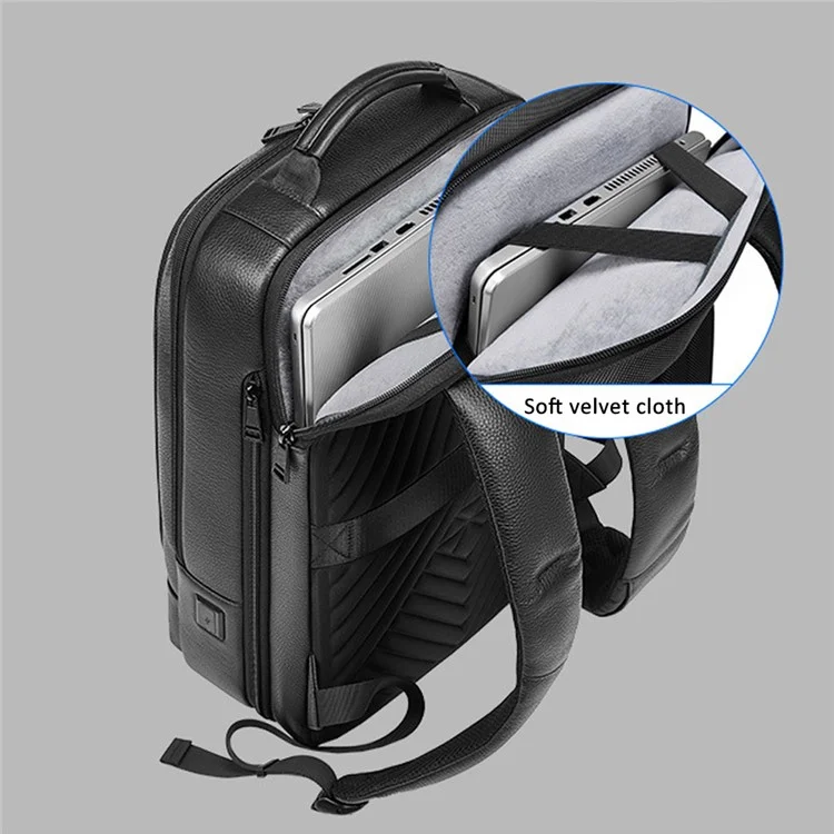 EURCOOL 8808 Primeira Camada de Couro de Vaca Mochila de Negócios Masculina Laptop Bag Dupla Bolsa de Ombro Daypack