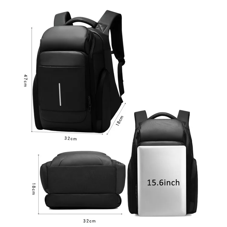 EURCOOL EC-0010 Business Commuting Men PVC Backpack Large Capacity Laptop Dual Shoulder Bag