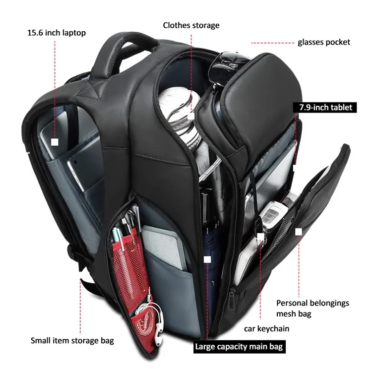 EURCOOL EC-0010 Business Commuting Men PVC Backpack Large Capacity Laptop Dual Shoulder Bag