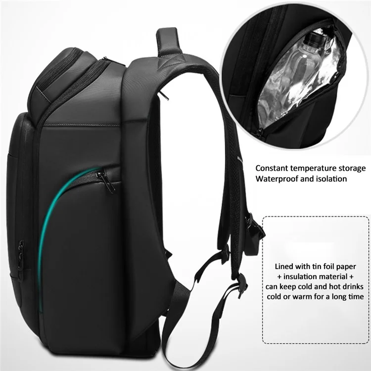 EURCOOL EC-0010 Business Commuting Men PVC Backpack Large Capacity Laptop Dual Shoulder Bag