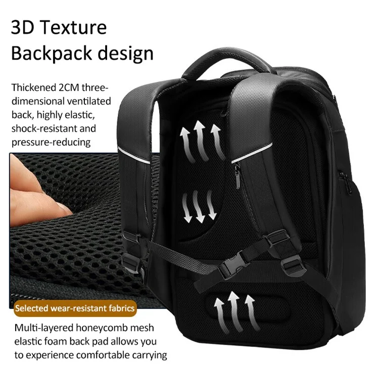 EURCOOL EC-0010 Business Commuting Men PVC Backpack Large Capacity Laptop Dual Shoulder Bag
