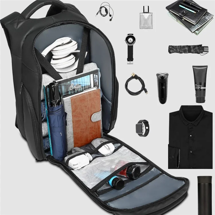 EURCOOL EC-0010 Business Commuting Men PVC Backpack Large Capacity Laptop Dual Shoulder Bag