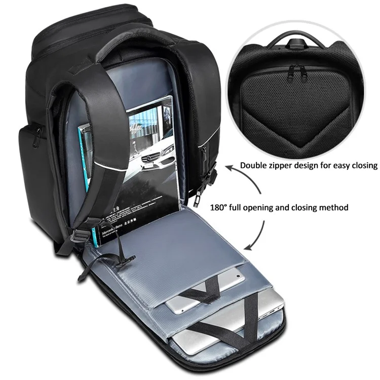 EURCOOL EC-0010 Business Commuting Men PVC Backpack Large Capacity Laptop Dual Shoulder Bag