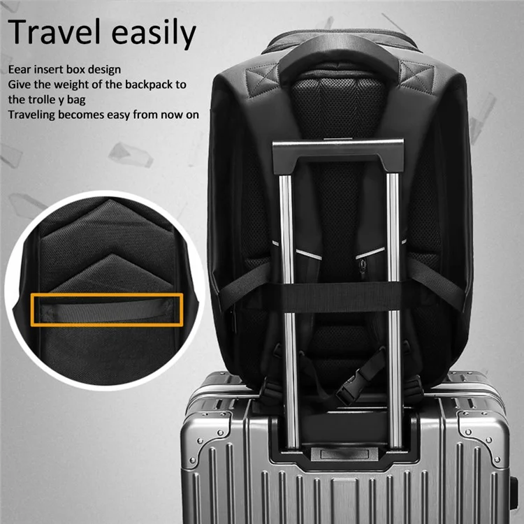 EURCOOL EC-0010 Business Commuting Men PVC Backpack Large Capacity Laptop Dual Shoulder Bag