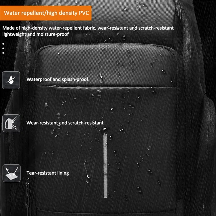 EURCOOL EC-0010 Business Commuting Men PVC Backpack Large Capacity Laptop Dual Shoulder Bag