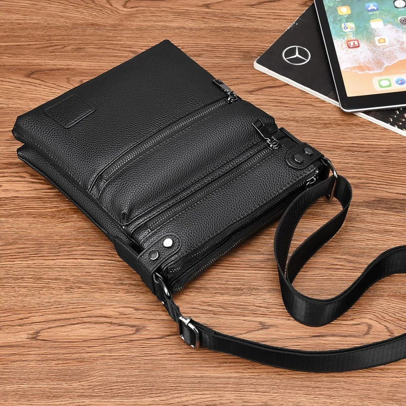 Bolsa Transversal para Homens de Negócios D277 Múltiplos Bolsos de Couro PU - Estilo B / Marrom