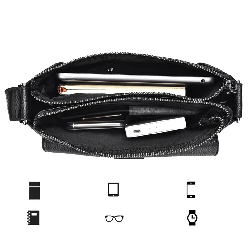 Bolsa Transversal para Homens de Negócios D277 Múltiplos Bolsos de Couro PU - Estilo B / Marrom