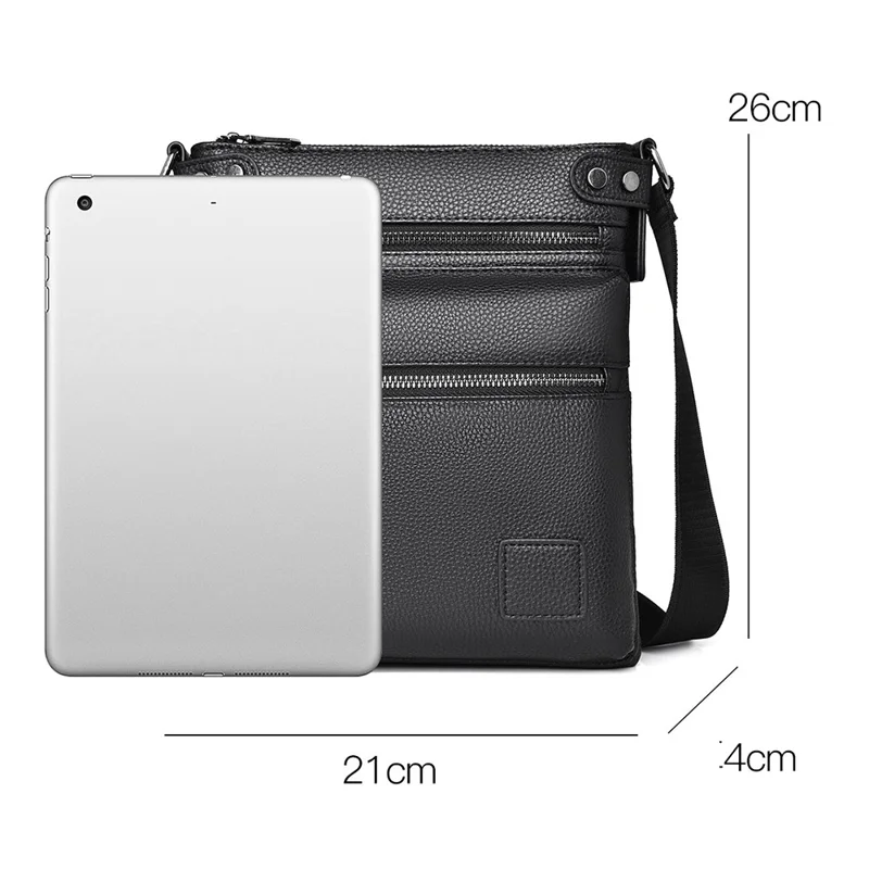 Bolsa Transversal para Homens de Negócios D277 Múltiplos Bolsos de Couro PU - Estilo B / Marrom