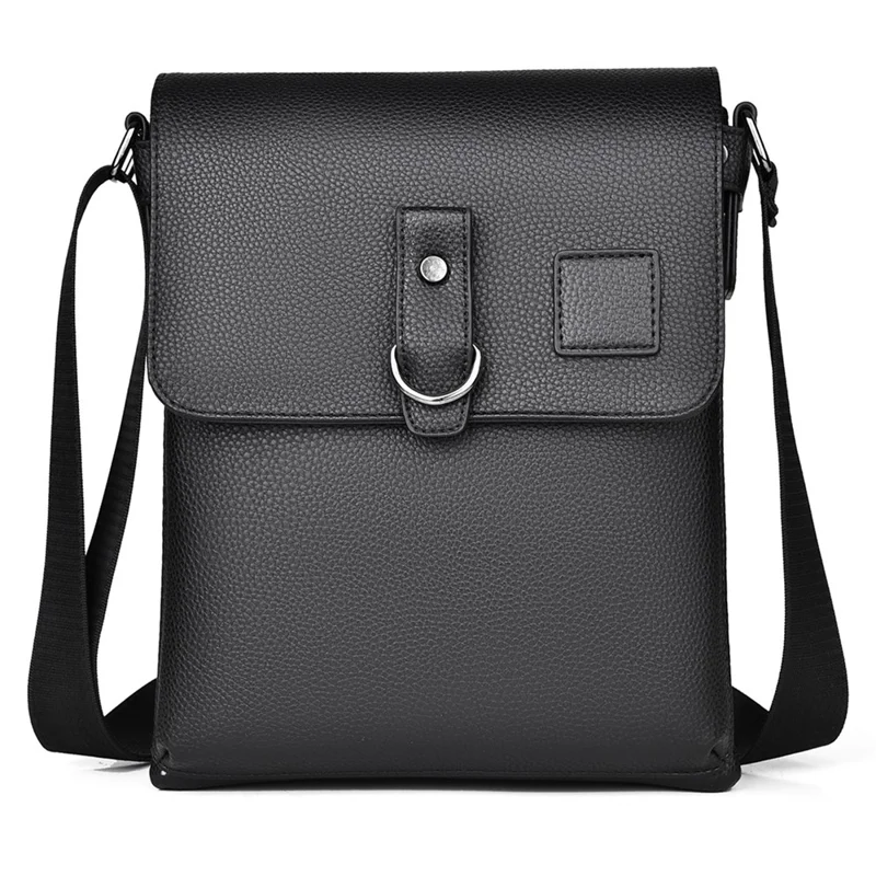 D277 Business Men Crossbody Bag Multiple Pockets PU Leather Messenger Bag - Style C / Black