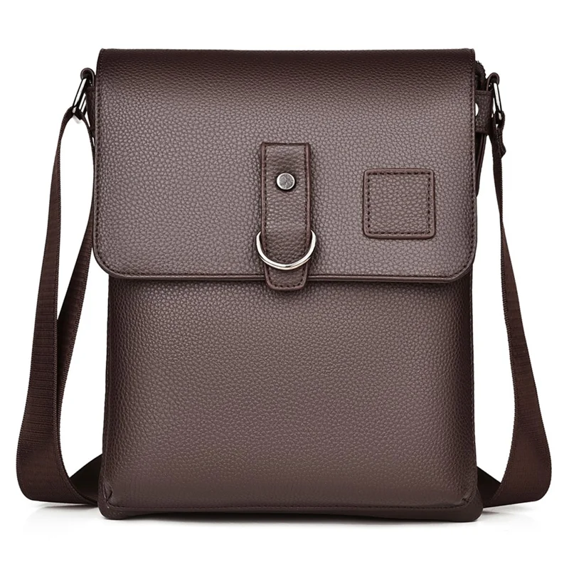 D277 Business Men Crossbody Bag Multiple Pockets PU Leather Messenger Bag - Style C / Brown