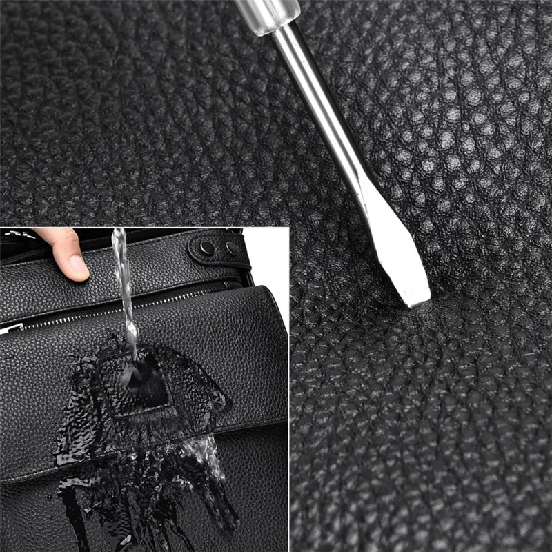 D278 PU-Leder Business Herren Crossbody Pouch Messenger Bag mit verstellbarem Schultergurt - Schwarz