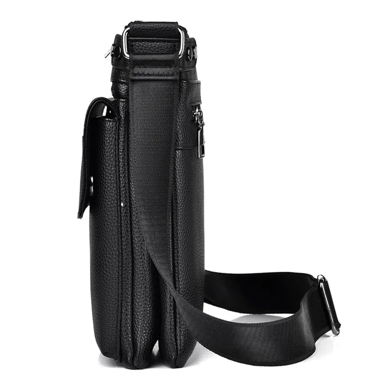 D278 PU-Leder Business Herren Crossbody Pouch Messenger Bag mit verstellbarem Schultergurt - Schwarz
