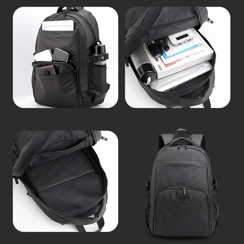 WEPOWER 3403# حقيبة ظهر من النايلون المقاوم للماء، حقيبة كتف للرجال مناسبة للكمبيوتر المحمول بحجم 15.6 بوصة - رمادي