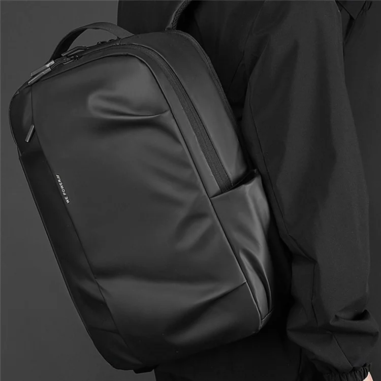 WEPOWER 3413# Men Laptop Rucksack Waterproof Nylon Backpack Travel Daypack for School Work - Black