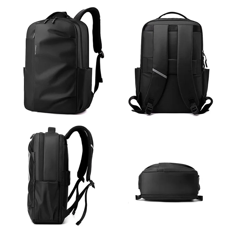 WEPOWER 3413# Men Laptop Rucksack Waterproof Nylon Backpack Travel Daypack for School Work - Black