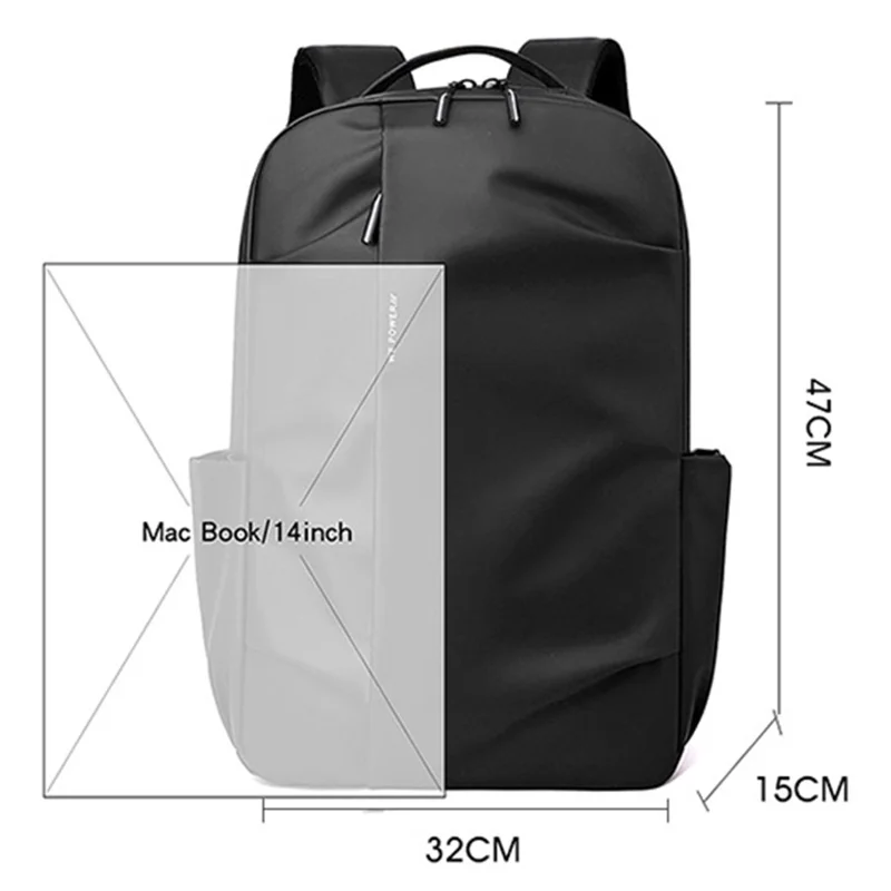 WEPOWER 3413# Men Laptop Rucksack Waterproof Nylon Backpack Travel Daypack for School Work - Grey