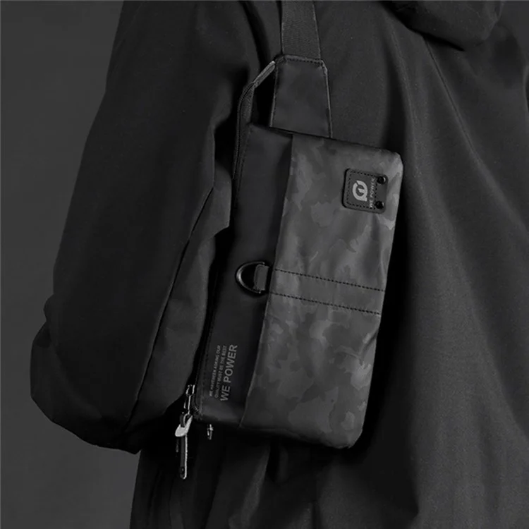 WEPOWER 1785 Nylon Cloth Waist Pack Men's Chest Bag Waterproof Shoulder Bag Daypack - Black