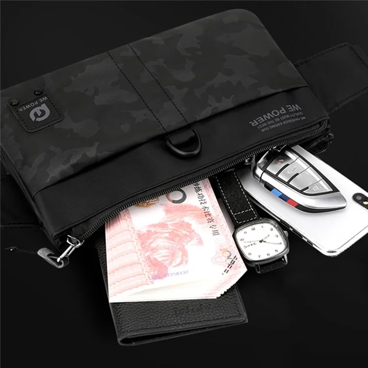 WEPOWER 1785 Nylon Cloth Waist Pack Men's Chest Bag Waterproof Shoulder Bag Daypack - Black