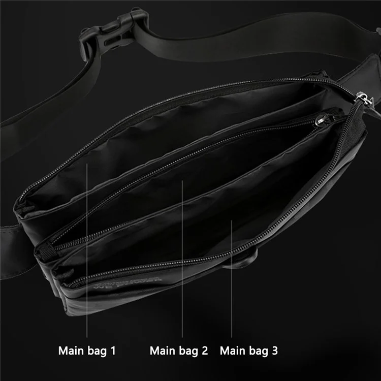 WEPOWER 1785 Nylon Cloth Waist Pack Men's Chest Bag Waterproof Shoulder Bag Daypack - Black