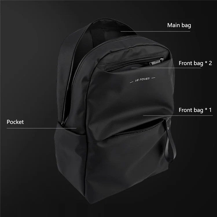 WEPOWER 1234 Outdoor Shoulder Bag Waterproof Nylon Backpack Travel Daypack for School Work - Dark Blue