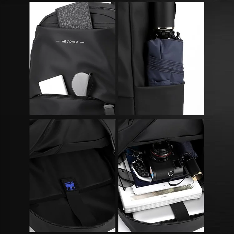 WEPOWER 1234 Outdoor Shoulder Bag Waterproof Nylon Backpack Travel Daypack for School Work - Dark Blue