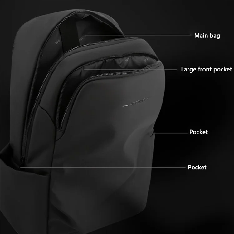 WEPOWER 1262 Men's Shoulders Bag Waterproof Nylon Cloth Travel Hiking Backpack Laptop Storage Bag - Black