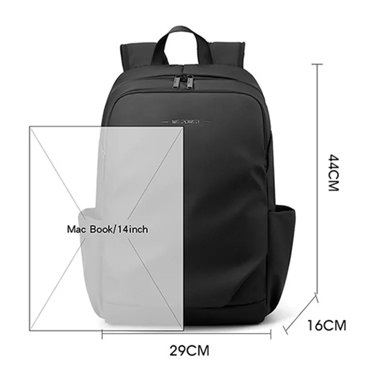 WEPOWER 1262 Men's Shoulders Bag Waterproof Nylon Cloth Travel Hiking Backpack Laptop Storage Bag - Black
