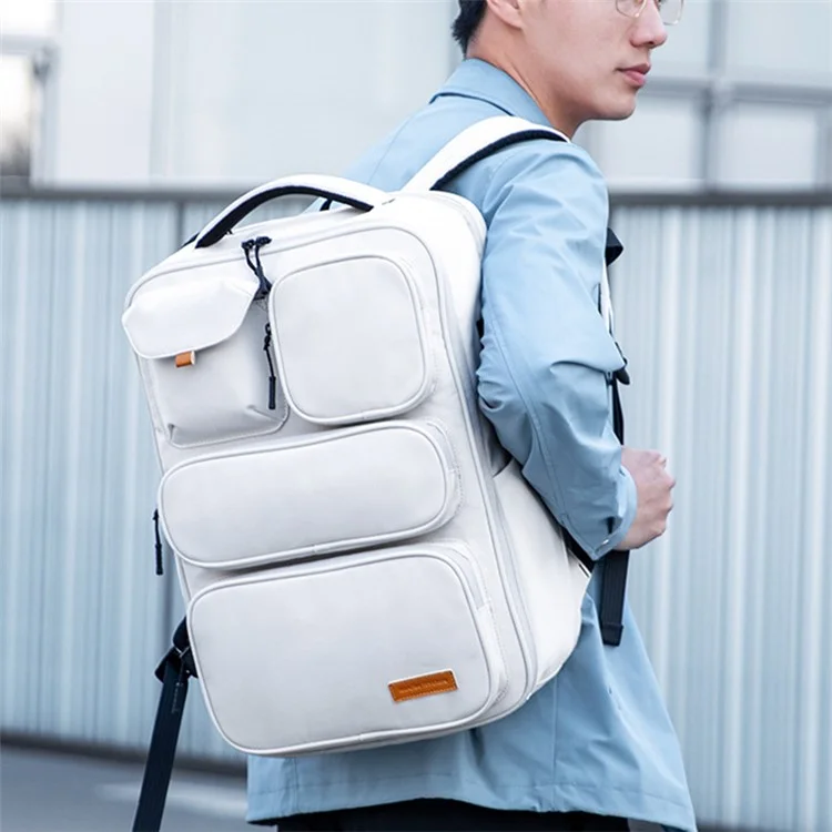 MARK RYDEN MR9004 Oxford Cloth Travel Backpack Dual Shoulder Laptop Bag - Ivory White